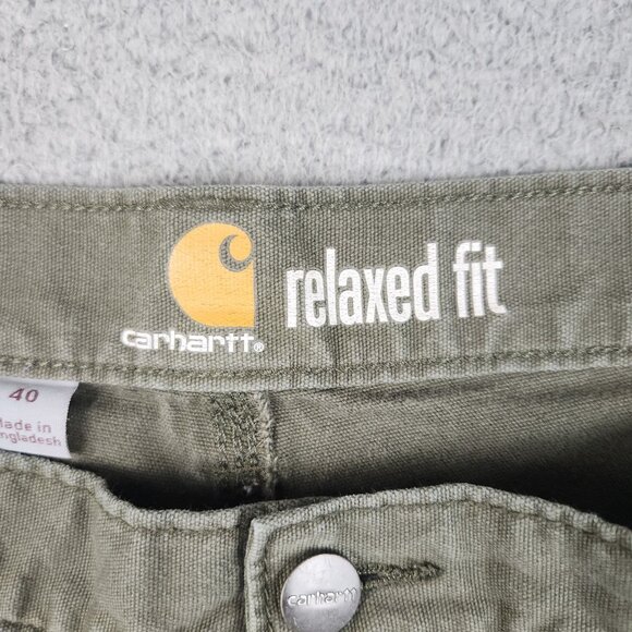 Carhartt Rugged Flex Shorts Men's 40 Relaxed Olive Green Faded Canvas Workwear - Picture 7 of 11